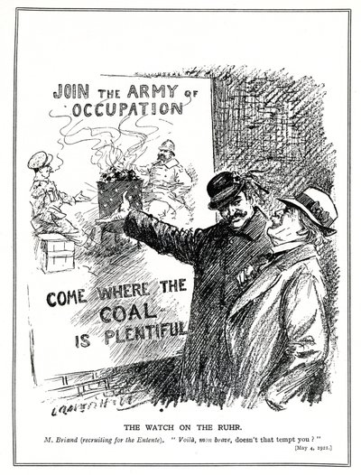 Aristide Briand Tempts Lloyd George with the Coal Mines of the Ruhr, Germany, May, 1921 by Leonard Raven Hill